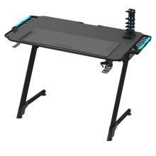 Pelipöytä SNAKE LED mukana RGB taustavalo 100x60 cm musta