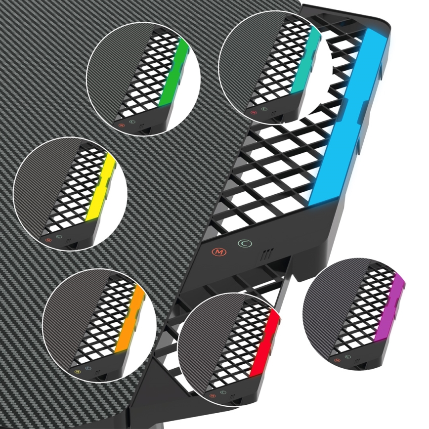 Pelipöytä SNAKE LED mukana RGB taustavalo 100x60 cm musta