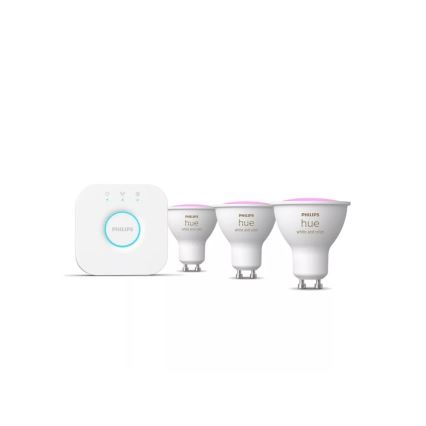 Aloituspaketti Philips Hue WHITE AND COLOR AMBIANCE 3xGU10/4,2W/230V 2200-6500K + Hue bridge