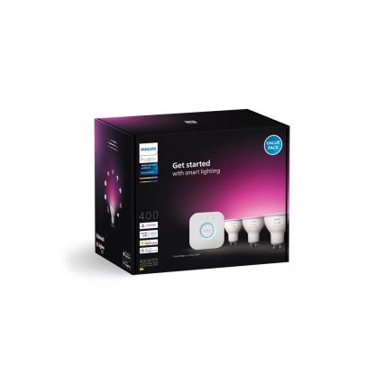Aloituspaketti Philips Hue WHITE AND COLOR AMBIANCE 3xGU10/4,2W/230V 2200-6500K + Hue bridge