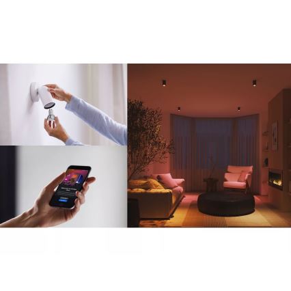 Philips Hue White and Color Ambiance Essential - aloituspaketti (3 × GU10, 4,7 W, 230 V, 2200–6500 K) + Hue Bridge