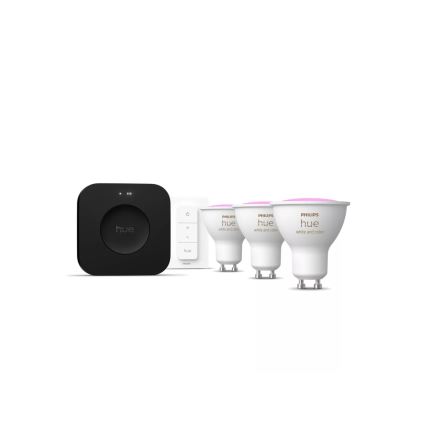 Philips Hue WHITE AND COLOR AMBIANCE -peruspaketti 3xGU10/4,2W 2000-6500K + yhdistämislaite
