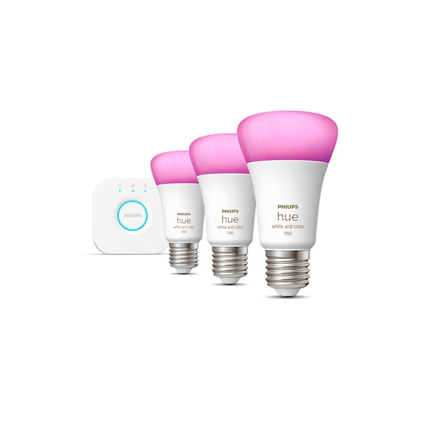 Perussetti Philips Hue WHITE AND COLOR AMBIANCE 3xE27/9W/230V 2000-6500K + liitäntälaite