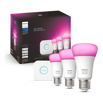 Perussetti Philips Hue WHITE AND COLOR AMBIANCE 3xE27/9W/230V 2000-6500K + Hue bridge