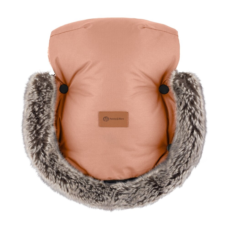 PETITE&MARS - SETTI Lapsen makuupussi 4-in-1 COMFY + rattaiden käsisuojat FURRY Pastel Peach
