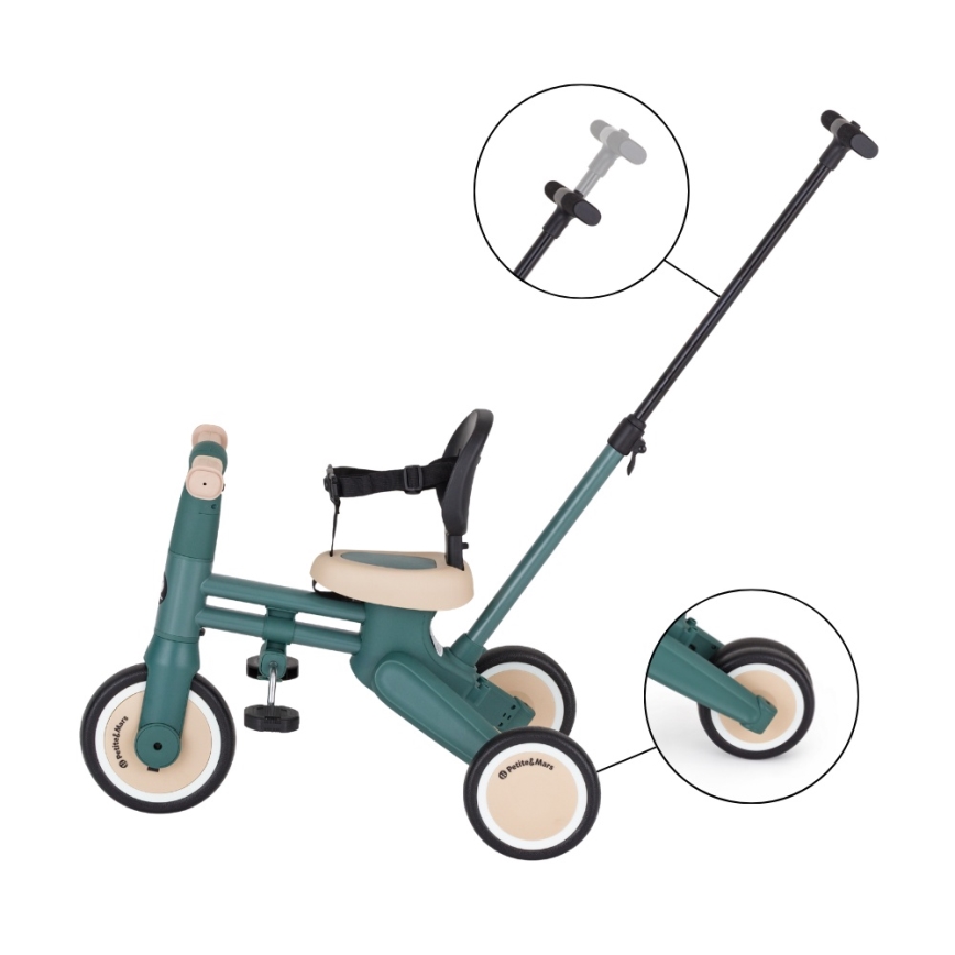 PETITE&MARS - Lasten 4-in-1 kolmipyörä DRIFT Misty Green