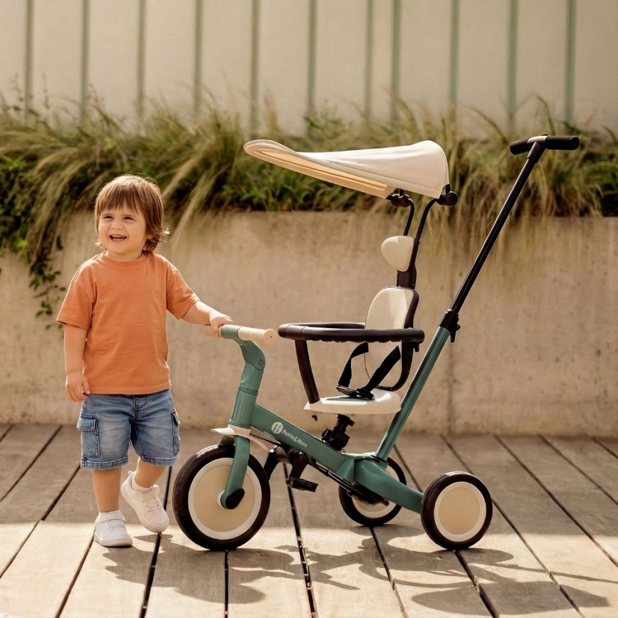 PETITE&MARS - Lasten 5-in-1 kolmipyörä TURBO PLUS Utuisen vihreä