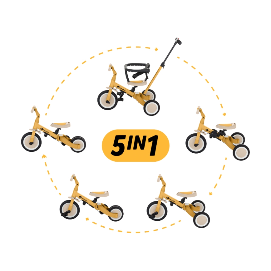 PETITE&MARS - Lasten kolmipyörä 5in1 TURBO Intense Ochre