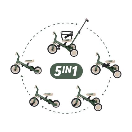 PETITE&MARS - Lasten kolmipyörä 5in1 TURBO Misty Green