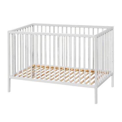 PETITE&MARS - Lasten pinnasänky + turvalaide NELA BEECH 120x60 cm valkoinen/pyökki