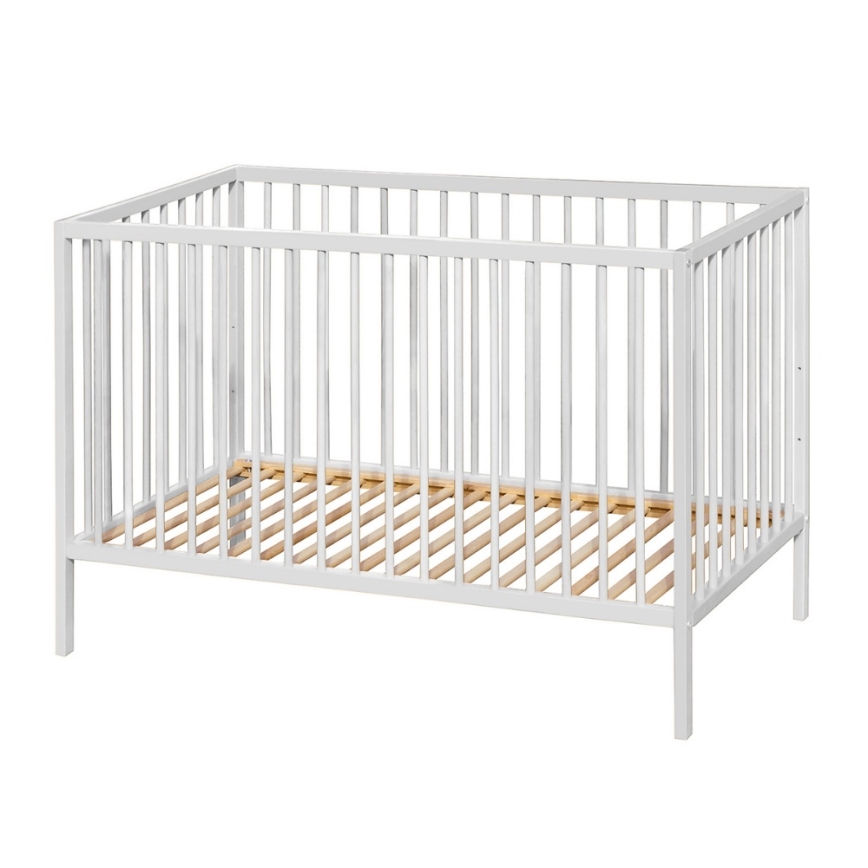 PETITE&MARS - Lasten pinnasänky + turvalaide NELA BEECH 120x60 cm valkoinen/pyökki