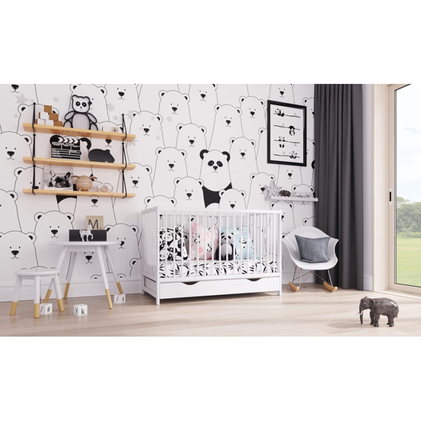 PETITE&MARS - Lasten puinen pinnasänky säilytystilalla MOONY valkoinen