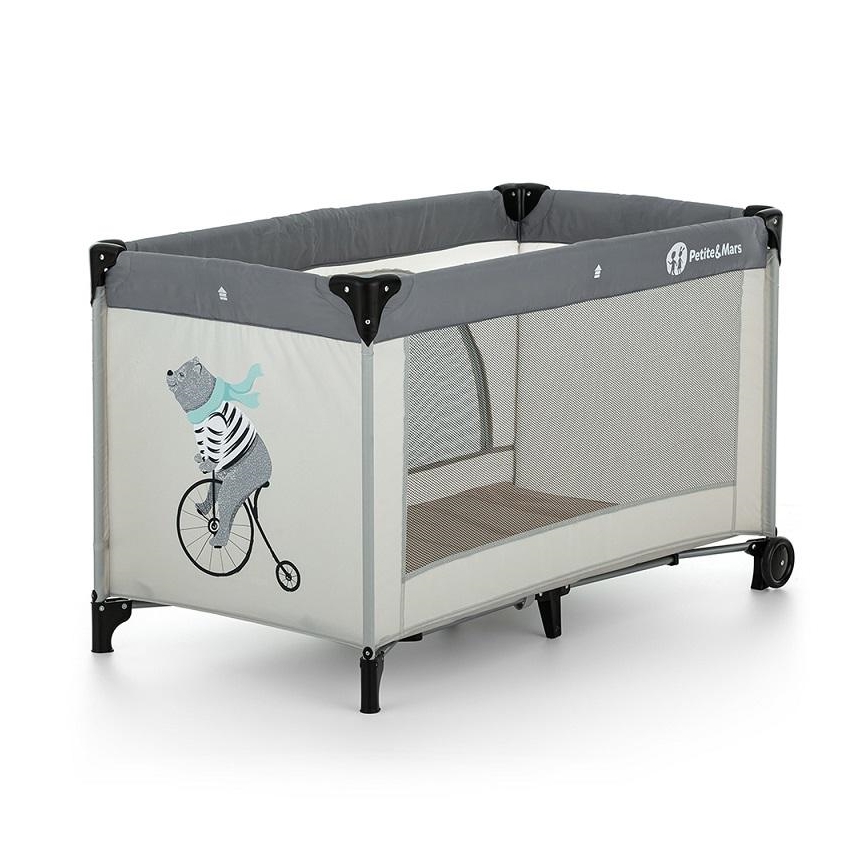 PETITE&MARS - Matkasänky NYJA TEDDY BIKER harmaa/beige