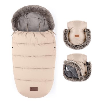 PETITE&MARS - SETTI Vauvan jalkapeite 4in1 COMFY + rattaiden käsisuoja FURRY Ruusu Petal