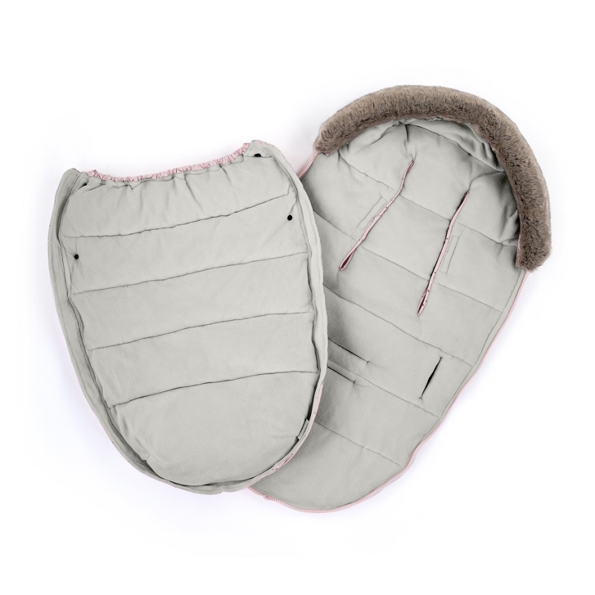 PETITE&MARS - SETTI Vauvan jalkapeite 4in1 COMFY + rattaiden käsisuoja FURRY Ruusu Petal