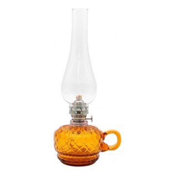 Petroolilamppu MONIKA 34 cm meripihkanruudullinen