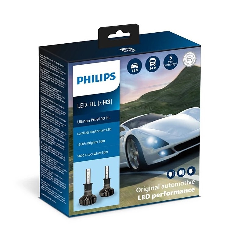 Philips 11336U91X2 - SETTI 2x LED Autopolttimo Ultinon Pro9100 H3 PK22s/13,2W/12/24V 5800K
