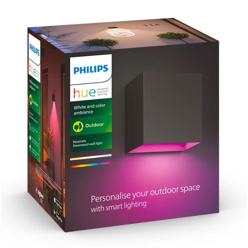 Philips - 2 kpl LED RGBW himmennettävä ulkoseinävalaisin Hue RESONATE LED/8W/230V 2000-6500K IP44