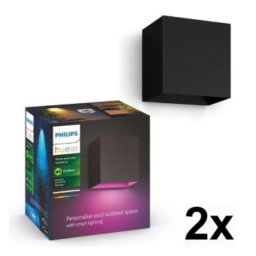 Philips - 2 kpl LED RGBW himmennettävä ulkoseinävalaisin Hue RESONATE LED/8W/230V 2000-6500K IP44