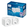 Philips - 2 kpl SCHUKO-älypistorasioita 2300 W + tehomittari Wi-Fi