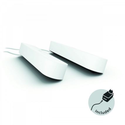 Philips - SETTI 2x himmennettävä LED RGB pöytävalaisin Hue PLAY LED/6W/230V valkoinen