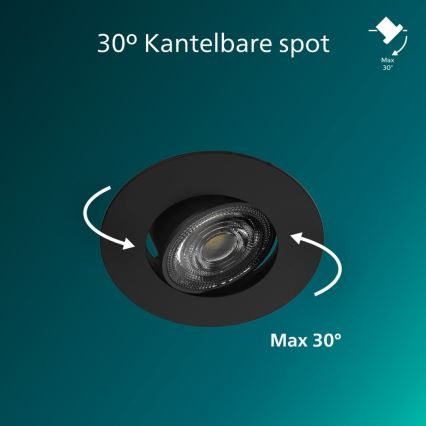 Philips - 3 kpl himmennettäviä upotettavia CILANTRO-alasvalaisimia LED/5W/230V 4000K musta