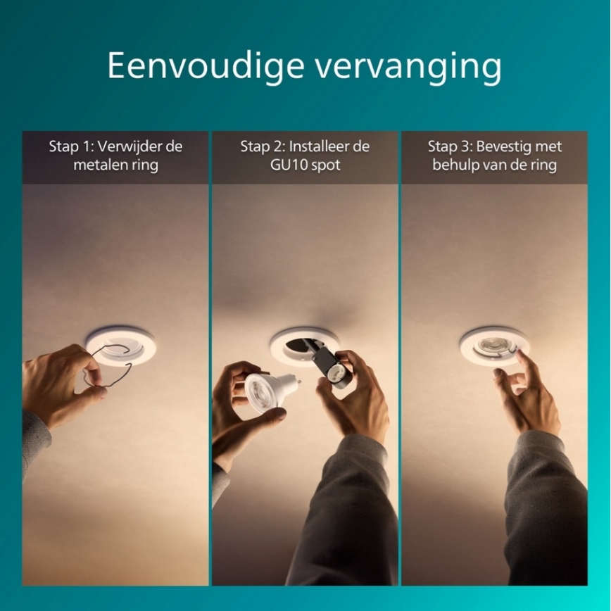 Philips - 3 kpl PERIDOT uppovalaisinta 1xGU10/7W/230V valkoinen