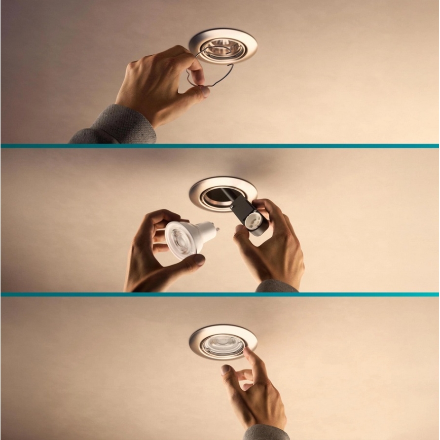 Philips - 3 kpl setti: PERIDOT upotettava kattovalaisin 1xGU10/7W/230V, valkoinen