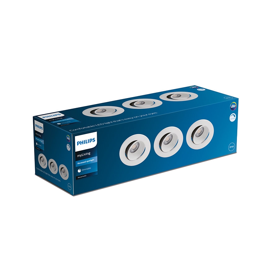 Philips - SETTI 3x himmennettävä LED-kylpyhuoneen alasvalaisin ABROSA LED/9W/230V IP44