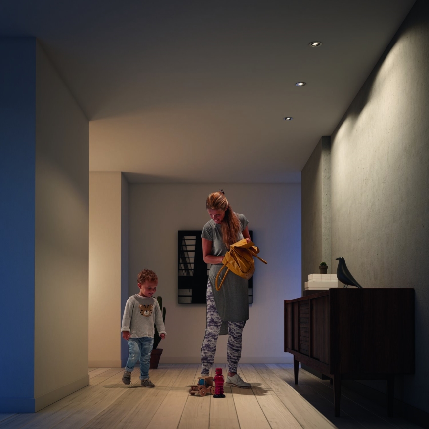 Philips - SETTI 3x LED RGBW himmennettävä uppovalaisin 1xGU10/4,8W/230V kiiltävä kromi + kaukosäädin