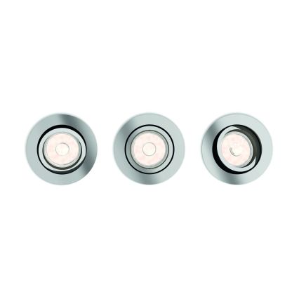 Philips - SETTI 3x LED RGBW himmennettävä uppovalaisin 1xGU10/4,8W/230V kiiltävä kromi + kaukosäädin
