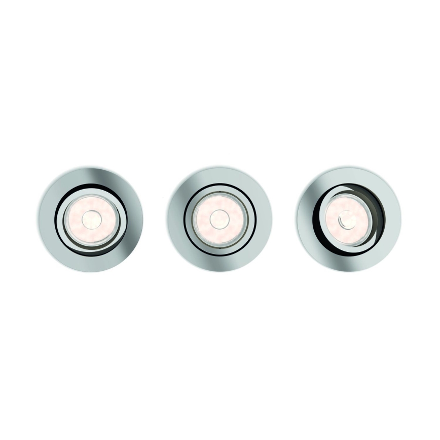 Philips - SETTI 3x LED RGBW himmennettävä uppovalaisin 1xGU10/4,8W/230V kiiltävä kromi + kaukosäädin