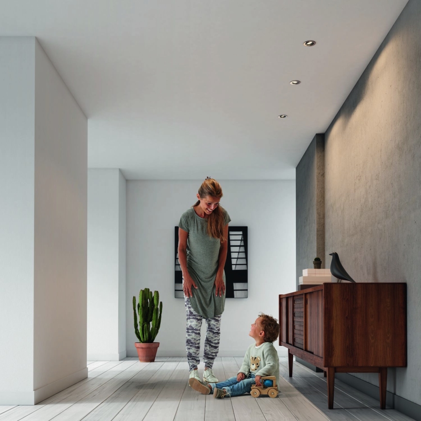 Philips - 3 kpl setti, LED RGBW himmennettävät uppoasennettavat alasvalot 1xGU10/4,8W/230V, mattakromi + kaukosäädin