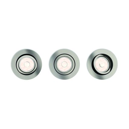 Philips - 3 kpl setti, LED RGBW himmennettävät uppoasennettavat alasvalot 1xGU10/4,8W/230V, mattakromi + kaukosäädin