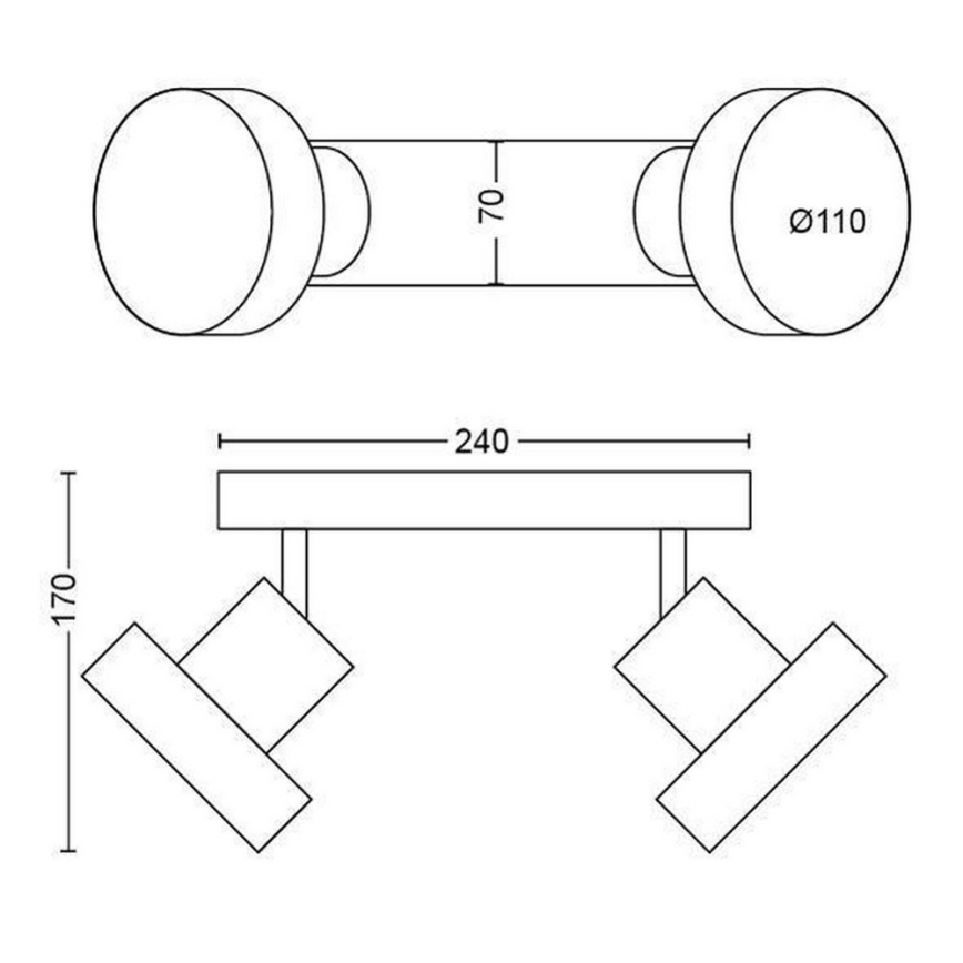 Philips 50602/31/P0 - LED-kohdevalaisin BUKKO 2xLED/4,5W/230V