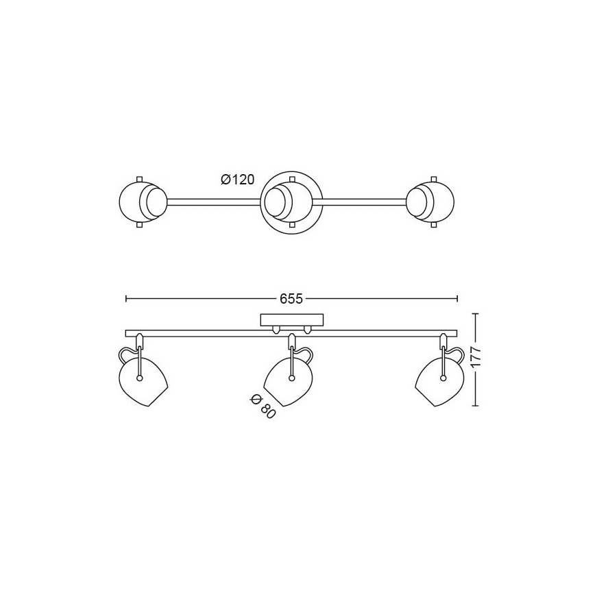 Philips 50613/31/P0 - LED-kohdevalaisin RIVANO 3xLED/4,3W/230V