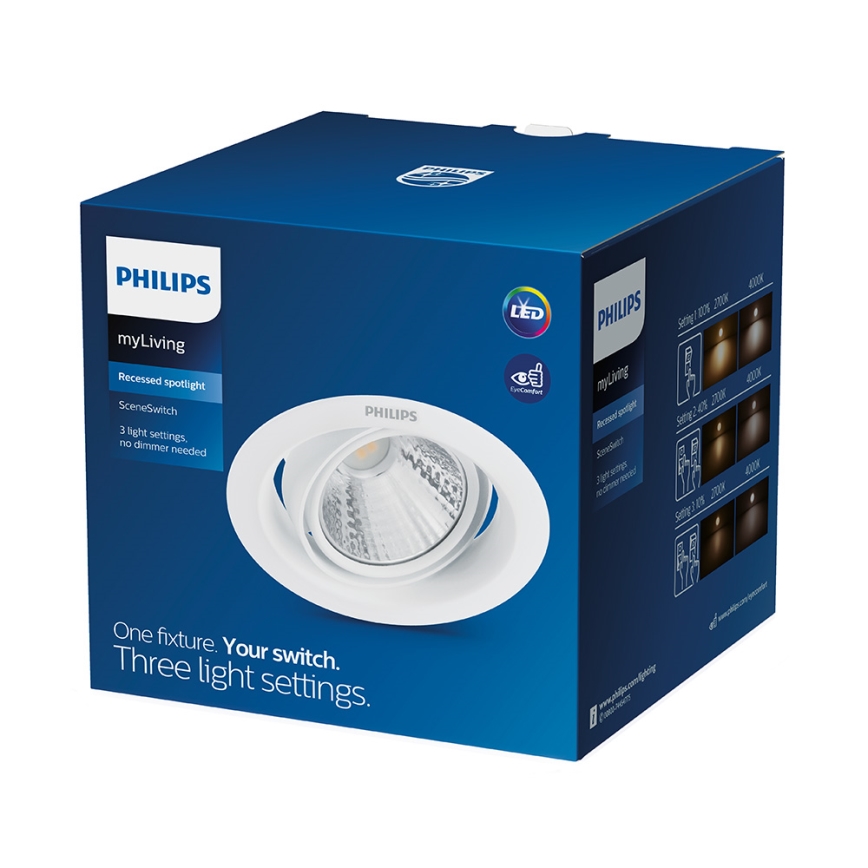Philips - himmennettävä LED-uppovalaisin SCENE SWITCH LED/3W/230V 4000K