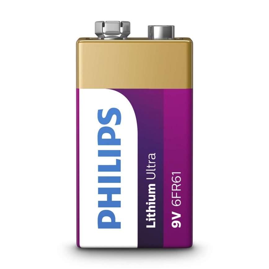 Philips 6FR61LB1A/10 - Litiumkenno 6LR61 LITHIUM ULTRA 9V 600mAh