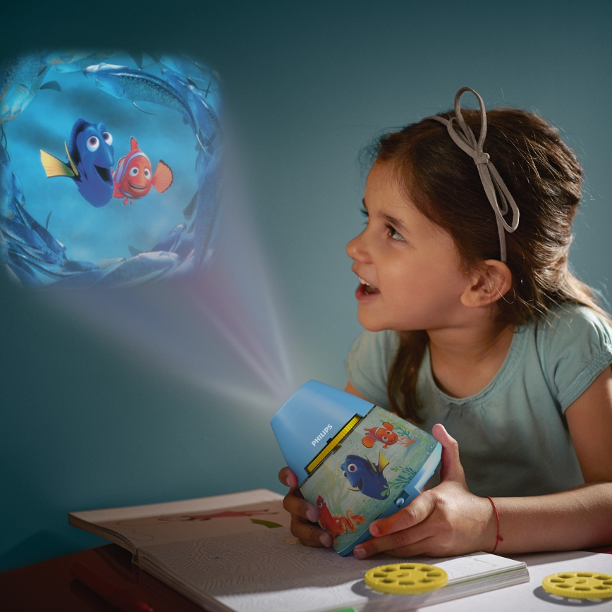 Philips 71769/90/16 - LED Lasten projektori DISNEY DORY LED/0,1W/3xAAA