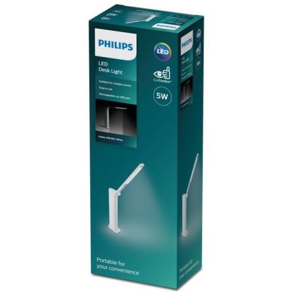 Philips - LED himmennettävä kosketuspöytälamppu AMBER LED/5W/5V 1800 mAh valkoinen