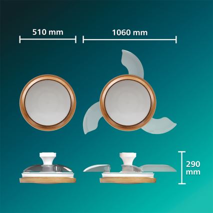 Philips - himmennettävä LED-kattovalaisin tuulettimella BLISS LED/35W/230V ruskea + kaukosäädin