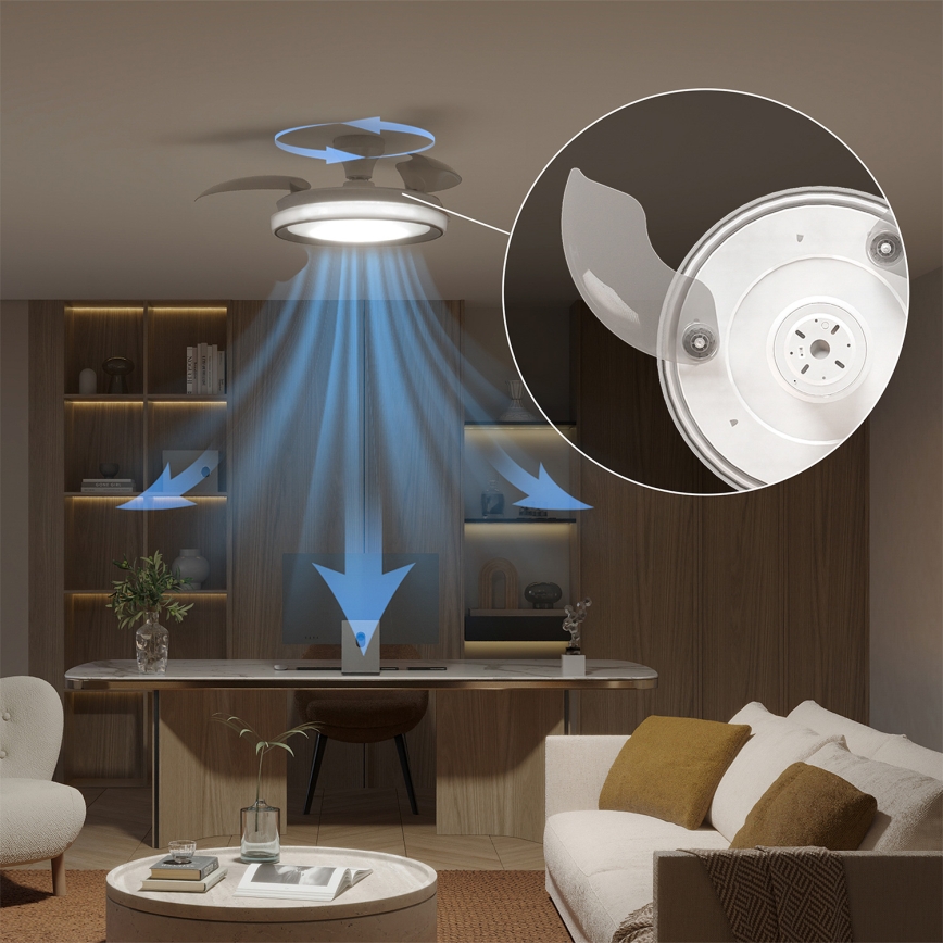 Philips - Himennettävä LED-kattovalaisin tuulettimella BLISS LED/35W/230V valkoinen + kaukosäädin