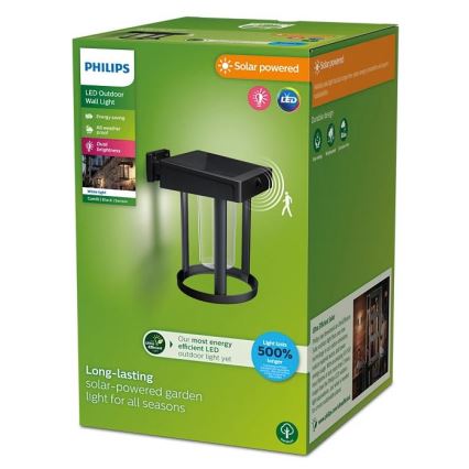 Philips - LED aurinkokennoseinävalaisin liiketunnistimella ja hämäräkytkimellä CAMILL LED/1,4W/3,7V 2000 mAh IP44