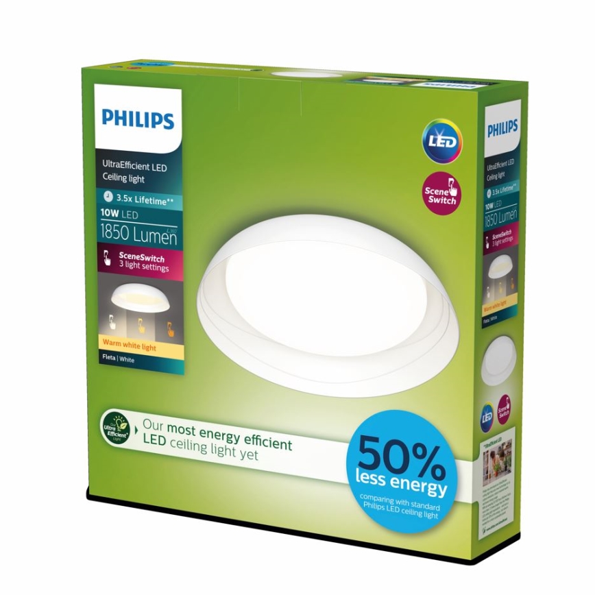 Philips - LED himmennettävä kattovalaisin FLETA SCENE SWITCH LED/10W/230V 2700K valkoinen