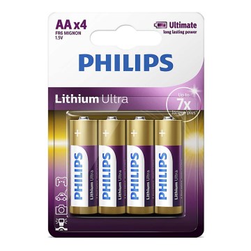 Philips FR6LB4A/10 - 4 kpl AA-litiumparisto LITHIUM ULTRA 1,5V 2400mAh