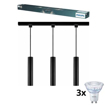 Philips - himennettävä LED-riippuvalaisin vaijerilla EASYLINK-kiskojärjestelmään 3xGU10/7W/230V 2200-2700K 1m musta