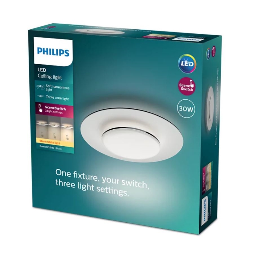 Philips- Himmennettävä LED-kattovalaisin SCENE SWITCH LED/30W/230V 2700K musta