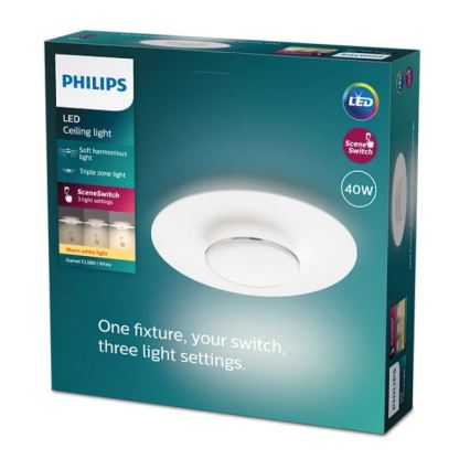 Philips- Himmennettävä LED-kattovalaisin SCENE SWITCH LED/40W/230V 2700K hopea