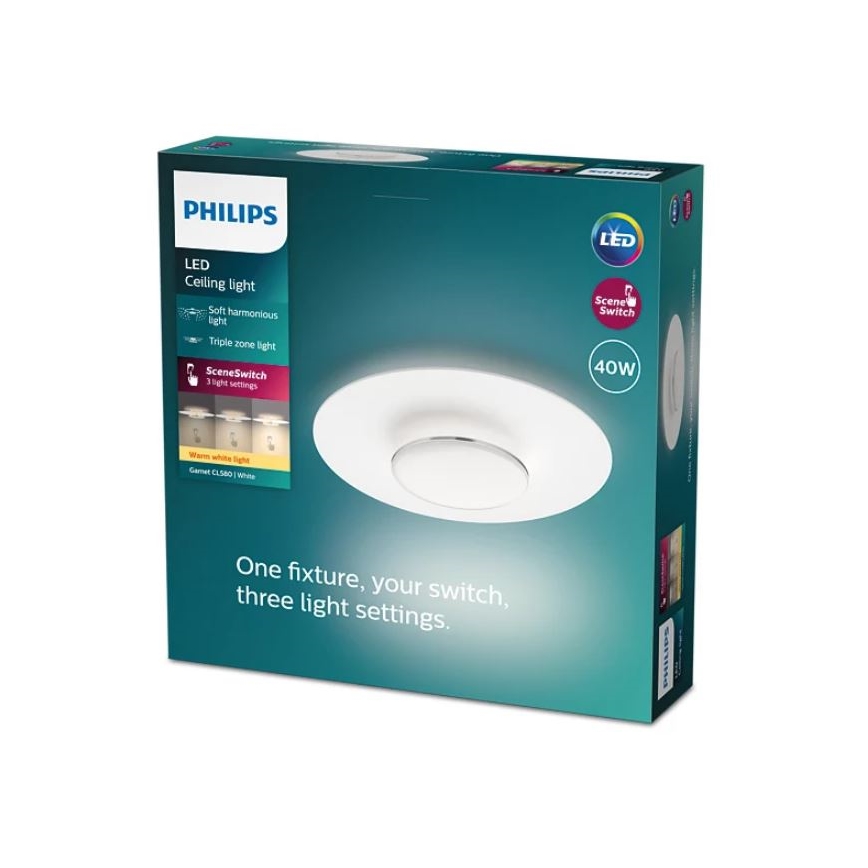 Philips- Himmennettävä LED-kattovalaisin SCENE SWITCH LED/40W/230V 2700K hopea