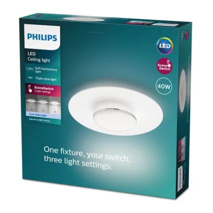 Philips- Himmennettävä LED-kattovalaisin SCENE SWITCH LED/40W/230V 4000K hopea